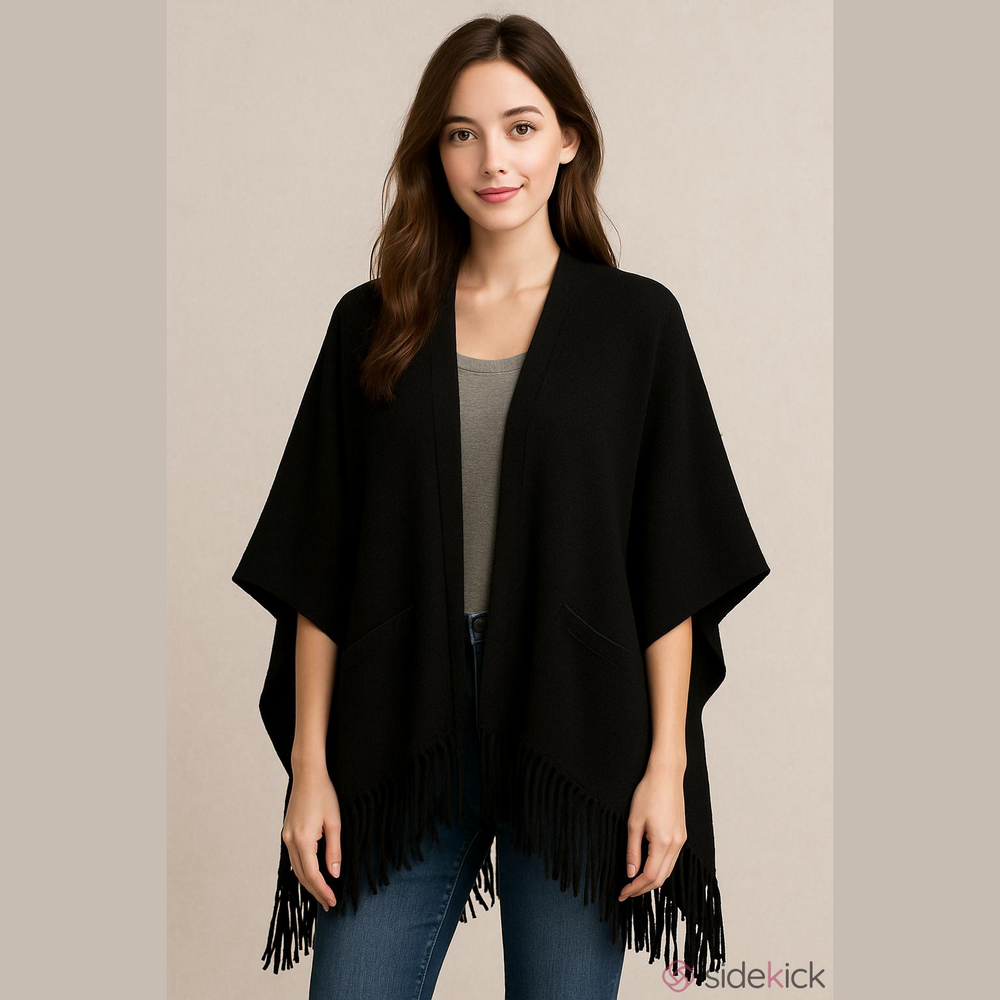 Apt 9 Fringe Poncho Shawl with Pockets